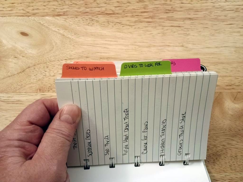 Filofax notebook with section tabs