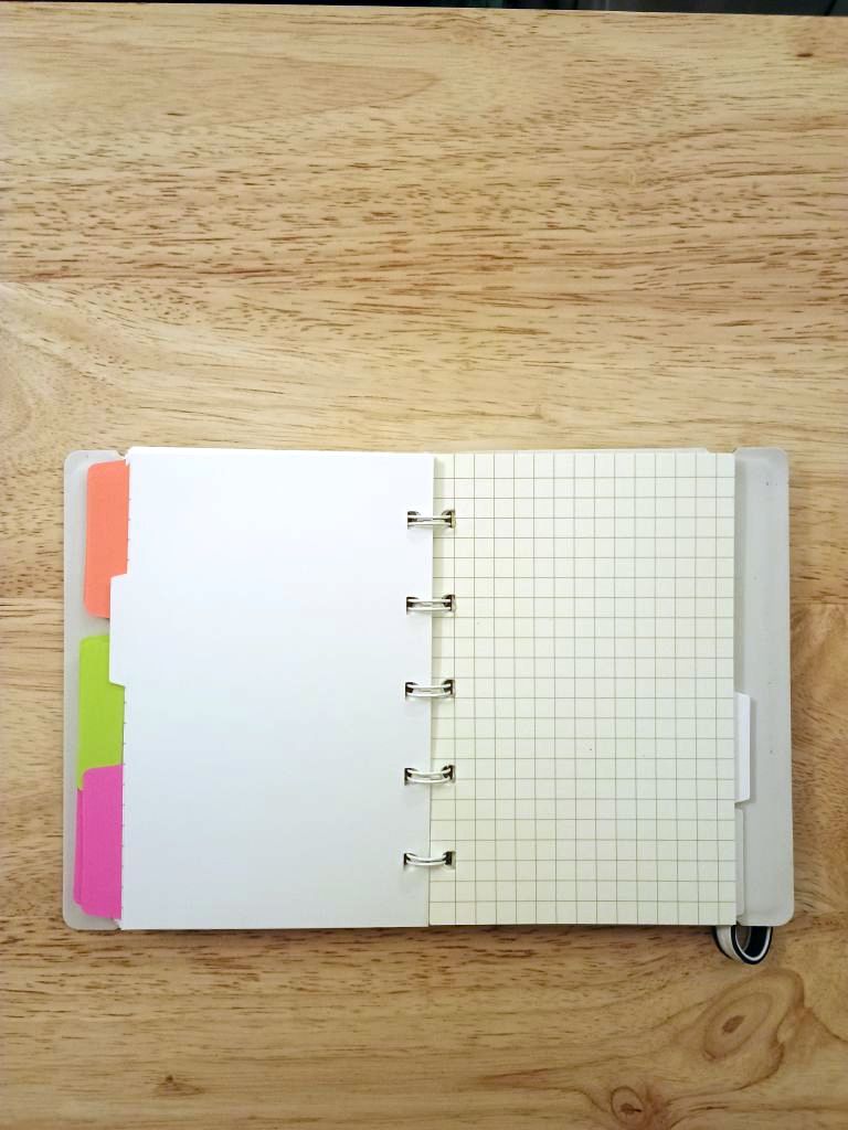Filofax notebook with graph paper section
