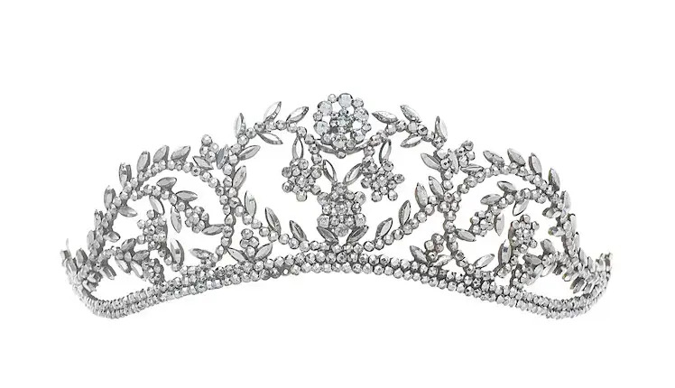 cut steel tiara with openwork design of leaf and flower motifs