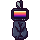 Black bunny with a TV for its head. The TV is changing between a screen of colored bars and a screen of static.