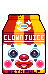 a drink carton with the design of a clown face