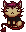 Diablo Kitty - made by Jug Light brown kitty with dark brown outlining, a red devil tail and what looks like fluffy red fur on its head.