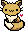 Orange kitty with white chest, fluffy tail with white tip and dark inner ears. There is a little red heart to the side.