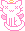 pink angel kitty with flapping wings, a gold halo above its head. The eyes are Xs, the mouth is W-shaped and they are moving up and down in time with the wings.