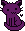 Purple kitty outlined in black with a black heart on the side.