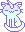 kitty colored in a pastel unicorn gradient - pink/purple/blue/white - with a unicorn horn on its head. Kitty is blinking and its mouth, whiskers and ears move when it blinks. There is a faint pink heart to the side.