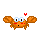 cute pixel crab with big round eyes and a small circle mouth