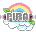 a shiny rainbow that reads Pira