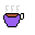 purple cup of coffee with steam