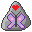 gray rock with a pixel heart at the top and a butterfly in shades of pink and purple on the bottom