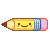 pixel art pencil with a smiley face